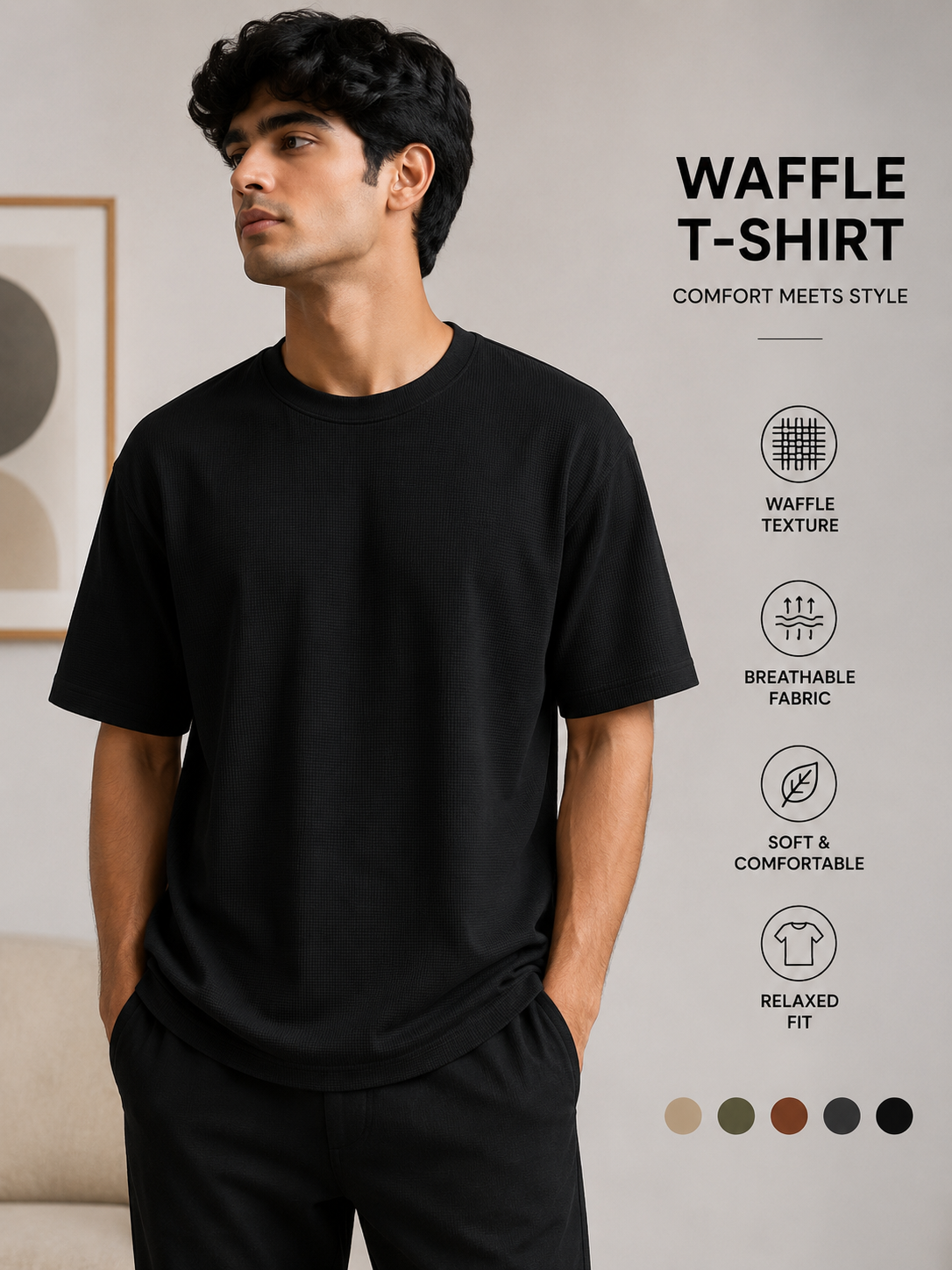 Waffle T-shirt Black