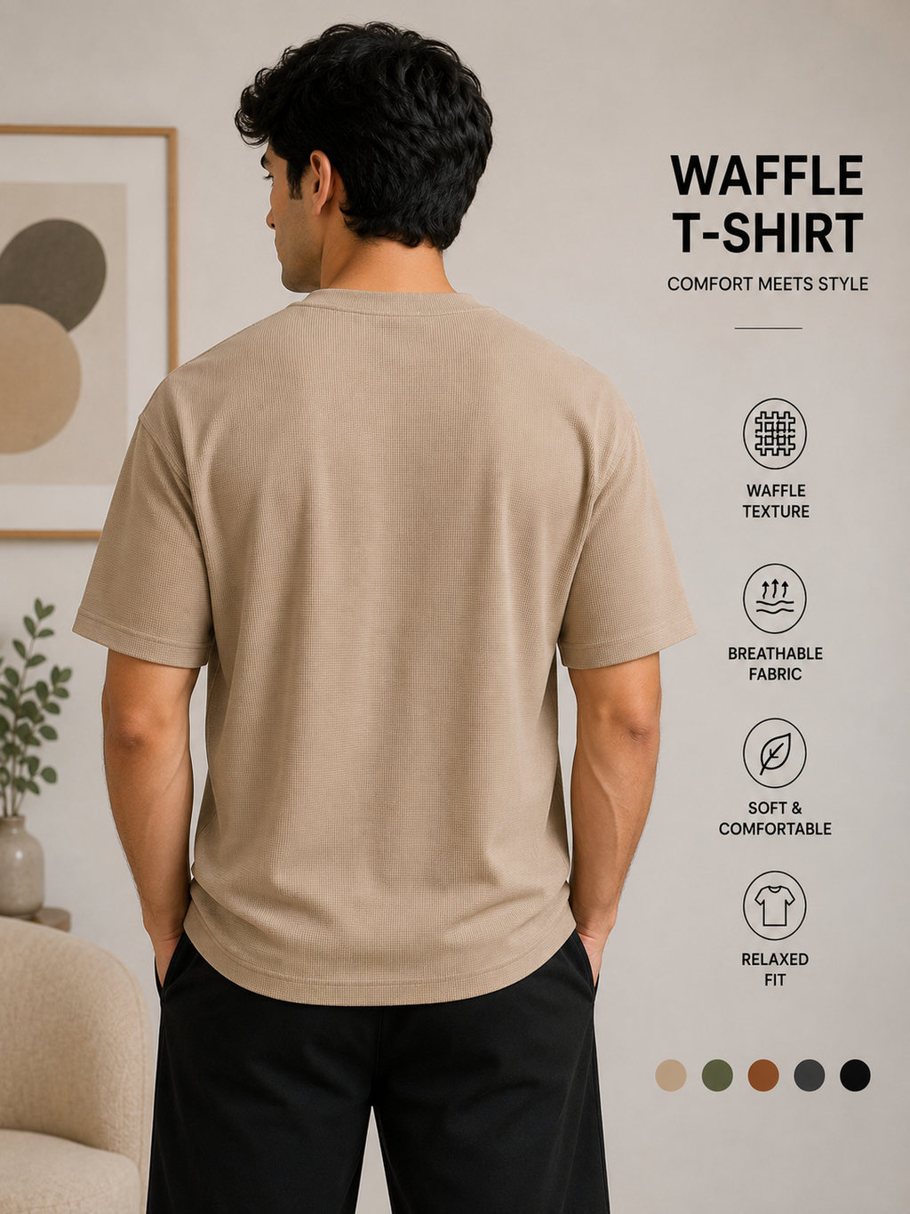 Waffle T-shirt beige