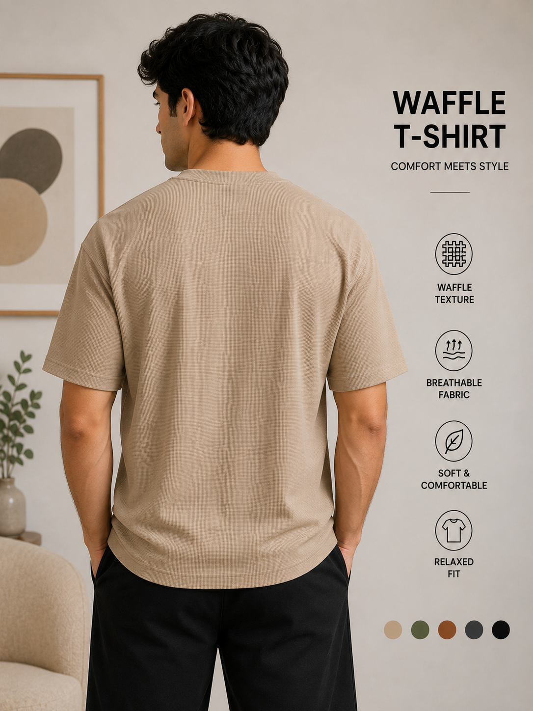 Waffle T-shirt beige