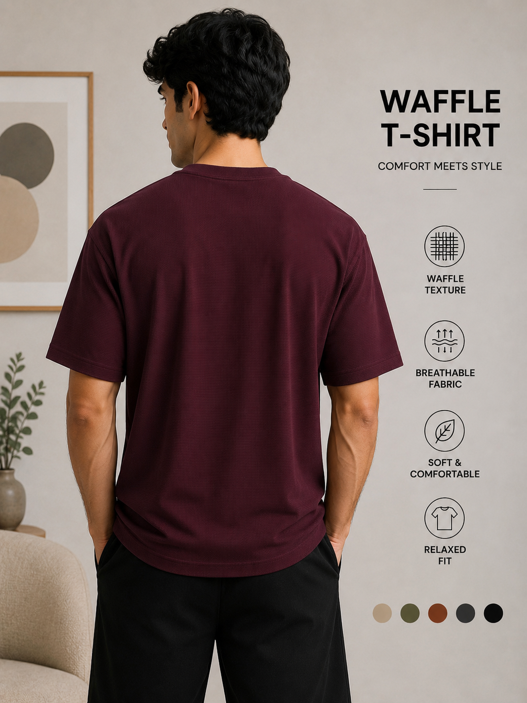 Waffle T-shirt Maroon