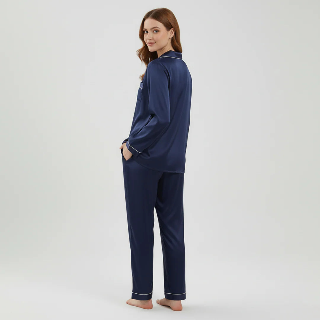 Premium Silk Pajama Suit - Blue