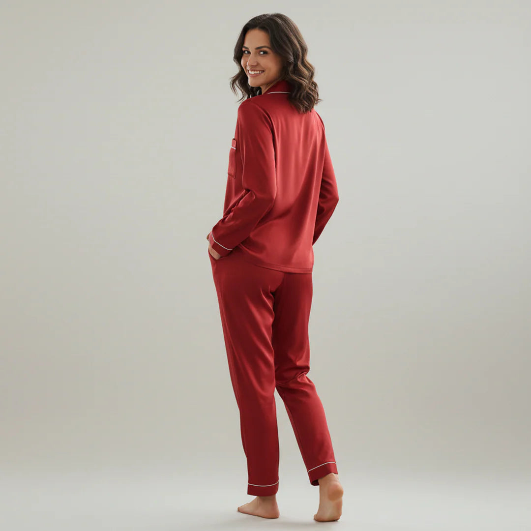 Premium Silk Pajama Suit - Maroon