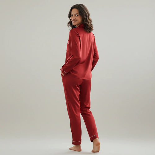 Premium Silk Pajama Suit - Maroon
