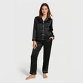 Premium Silk Pajama Suit -  black