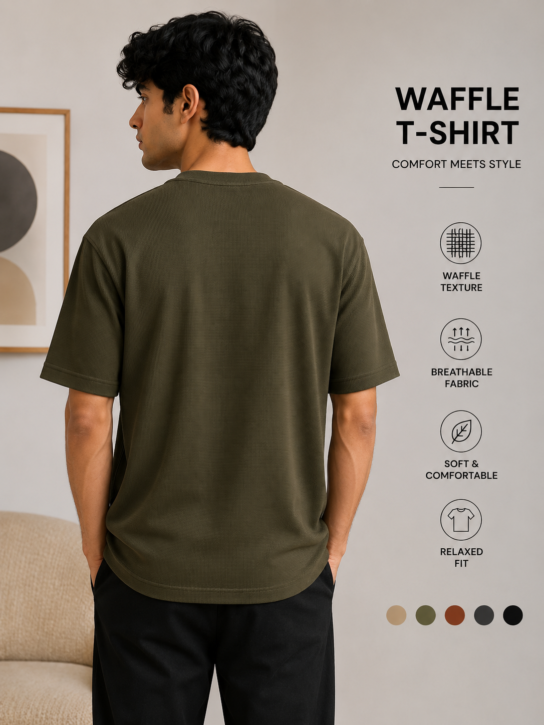 Waffle T-shirt Olive Green